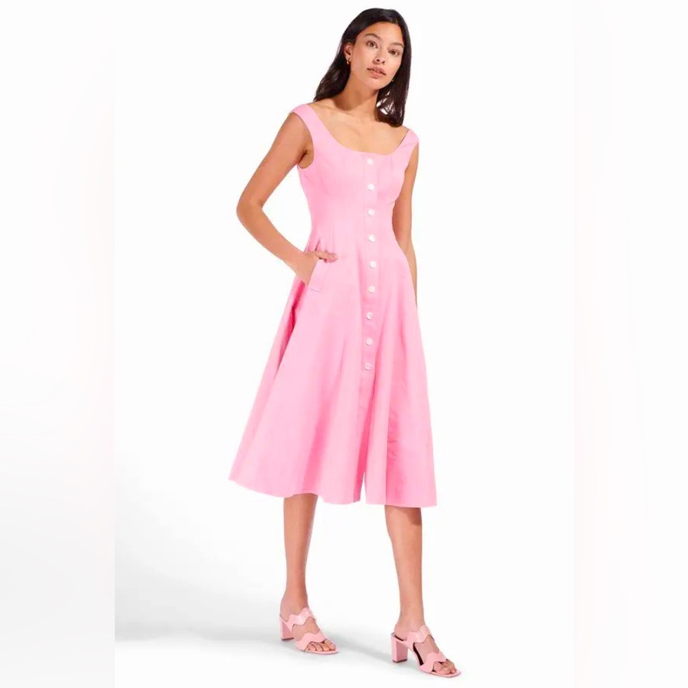 Staud Loretta Dress sz. 12 Geranium Pink BNWT fits like 10